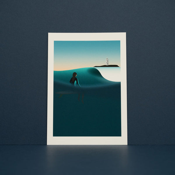 Godrevy Girl Art Print (Blue Sky Version)