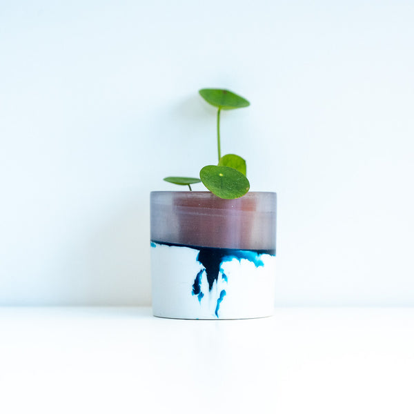 Deep Blue Medium Resin Pot