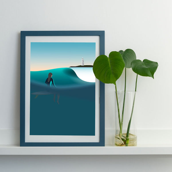 Godrevy Girl Art Print (Blue Sky Version)