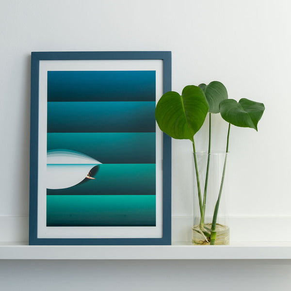 Framed Green Lines Art Print (Click & Collect)
