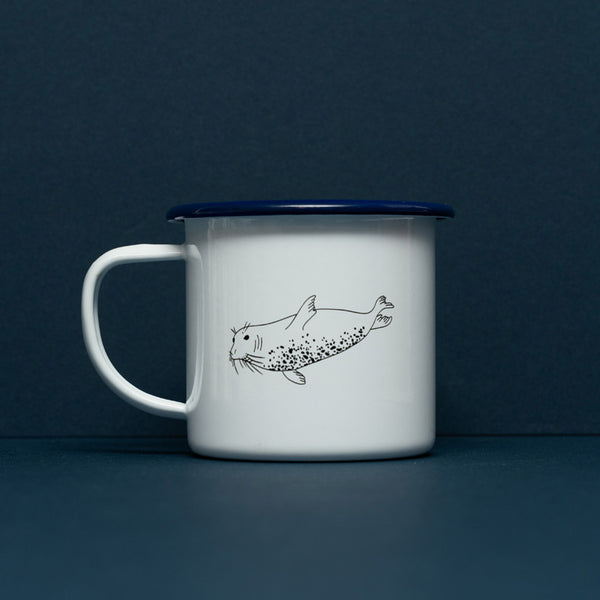 Swimming Seal Enamel Mug