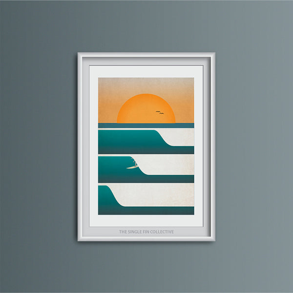 Sunset Surf Portrait Art Print