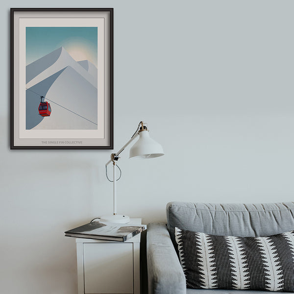 Ski Lift in Red Art Print