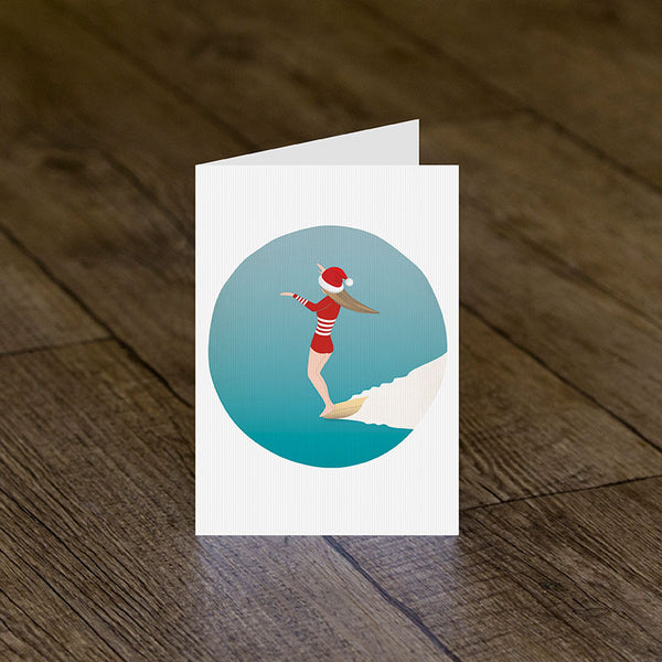Christmas Surf Girl Greeting Card