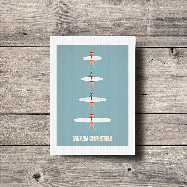 Christmas Surf Girl Quiver Greeting Card