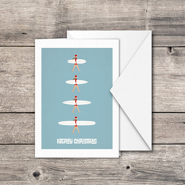 Christmas Surf Girl Quiver Greeting Card