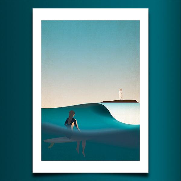 Godrevy Girl Art Print (Blue Sky Version)