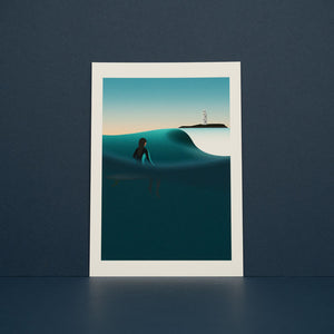 Godrevy Girl Art Print (Blue Sky Version)