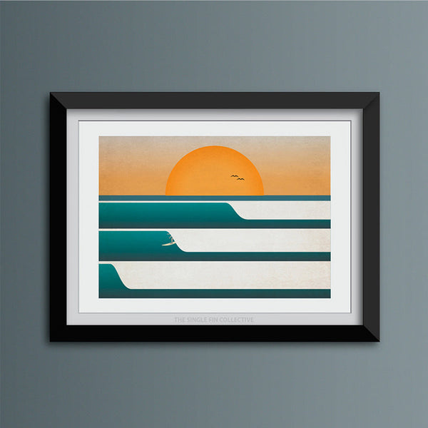 Sunset Surf Landscape Art Print