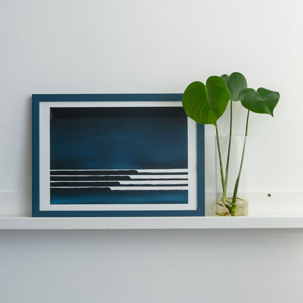 Framed Midnight Waves Art Print (Click & Collect)