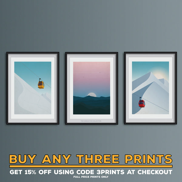 Ski Lift in Red Art Print