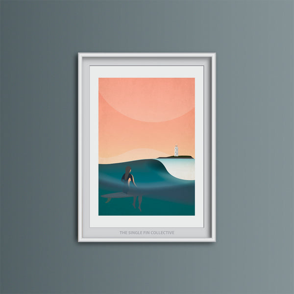 Super Seconds - Godrevy Girl Art Print (Pink sky)