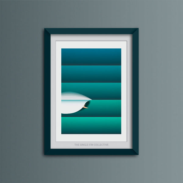 Green Lines Surf Art Print