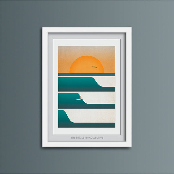 Sunset Surf Portrait Art Print