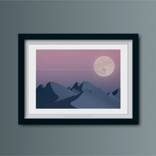 Night Flight Over Mountains Art Print