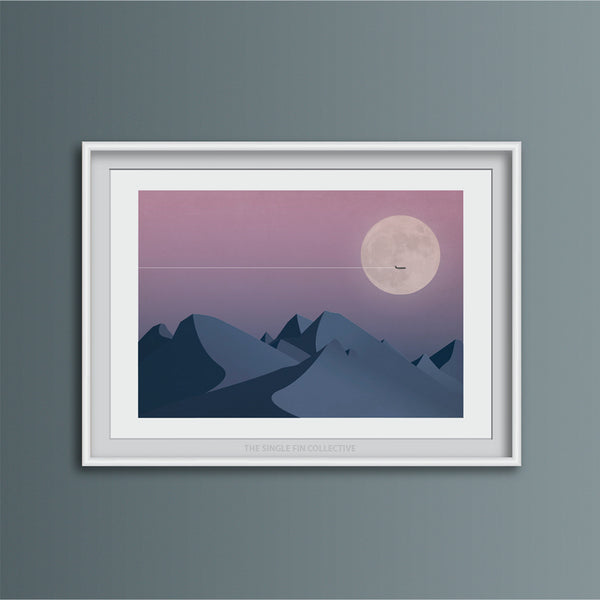Night Flight Over Mountains Art Print