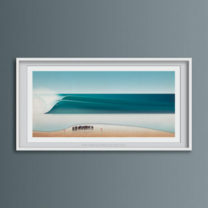 Pipeline Masters design showing a surfer surfing a large wave