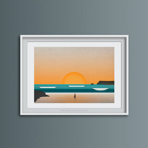 Polzeath at Sunset Art Print
