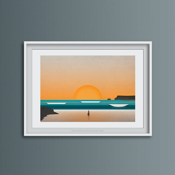 Polzeath at Sunset Art Print