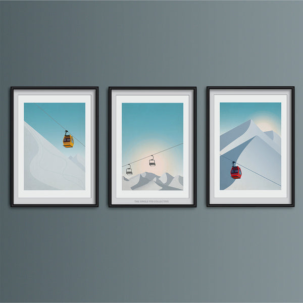 Ski Lift in Red Art Print