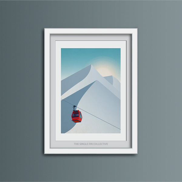 Ski Lift in Red Art Print