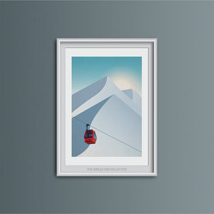 Ski Lift in Red Art Print