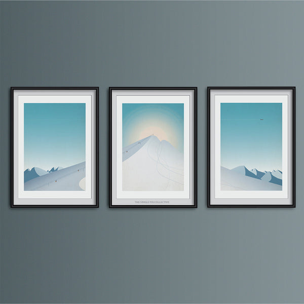 Ski Scene Triptych Art Print