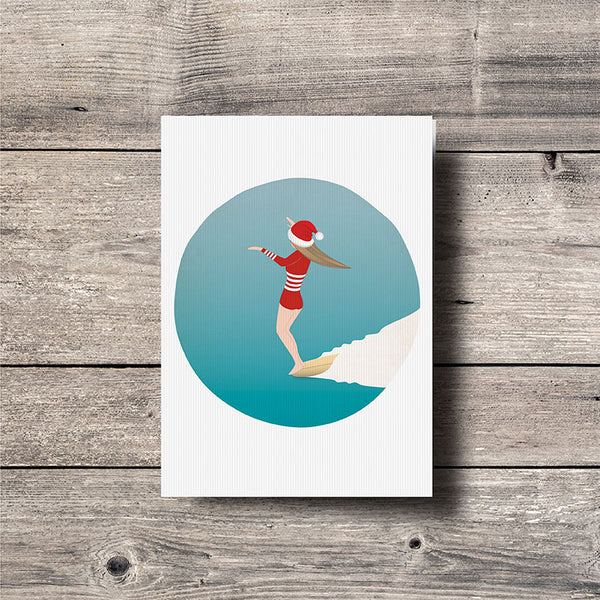 Christmas Surf Girl Greeting Card